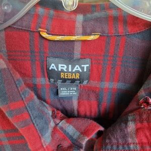Ariat Rebar Red and Gray Plaid Shirt 3XL